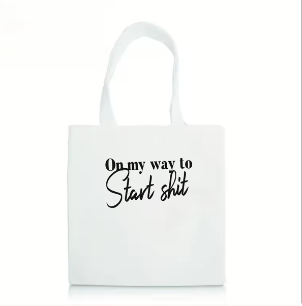 The "Start Shit" Bull Denim Tote Bag